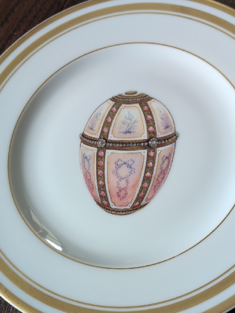 FABERGE I Limoges French Gold, Enameled & Jeweled Imperial Egg Salad Plate